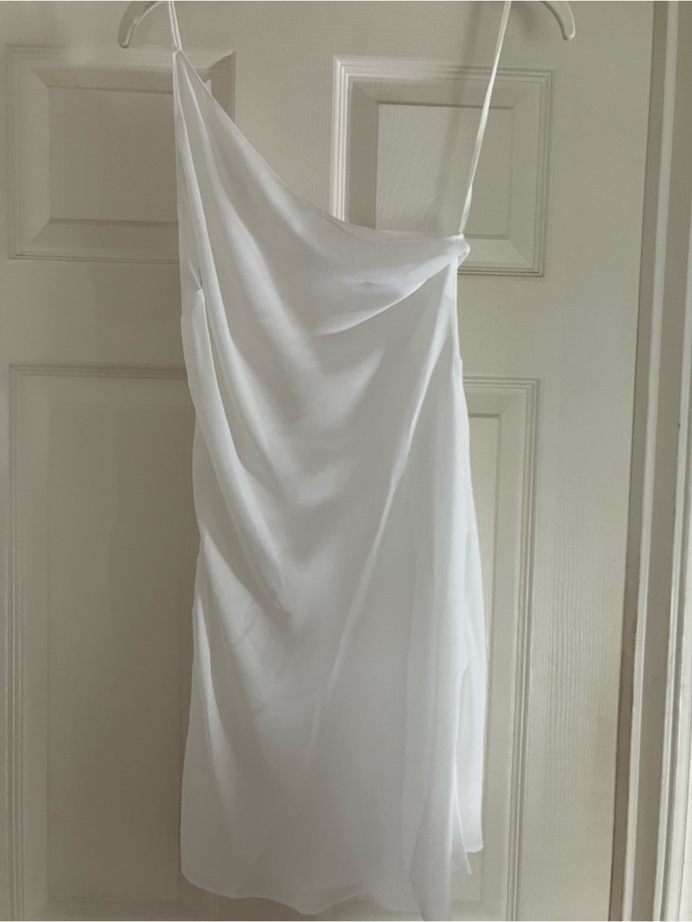 A.L.C. White One Shoulder Semi-Sheer Sheath Mini Slip Dress 0 NEW NWOT